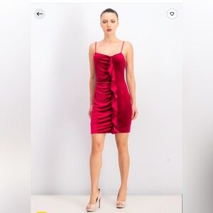 NWT Devlin Women’s Red Velvet Dress‎ Stretch Bodycon